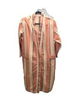 Oddbird Company Women's Canli Striped Robe Coral and Cream S/M